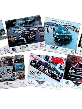 Lot of 7 VTG 90s Dale Earnhardt Sr NASCAR Dealership Calendars #3 Goodwrench GM